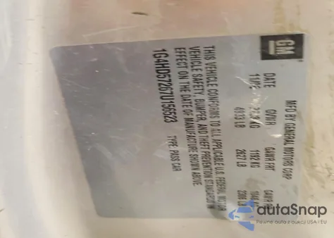 2007 Buick Lucerne Cxl z USA, uszkodzony, nr VIN 1G4HD57267U156523